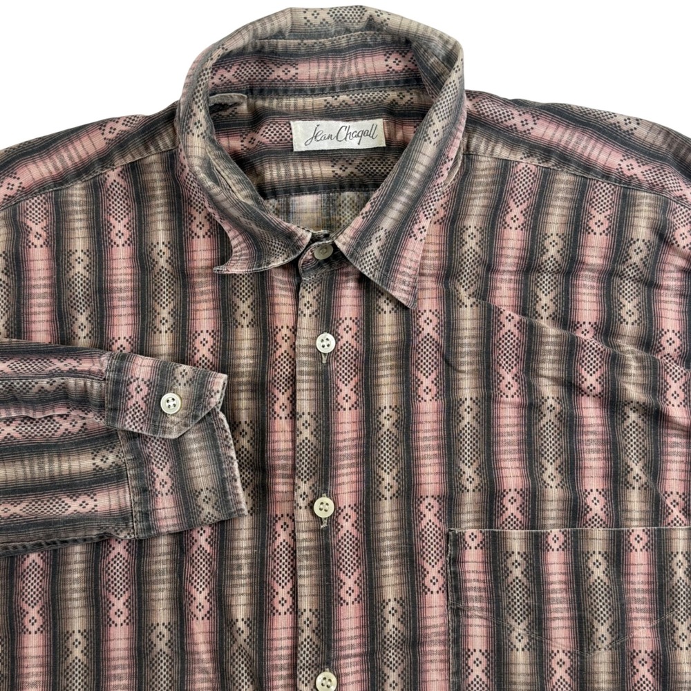 Vintage Jean Chagall Mens‎ Button Up Shirt Striped Long Sleeve Made in Italy